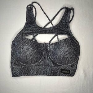 Modern Butterfly Black Denim Sports Bra‎